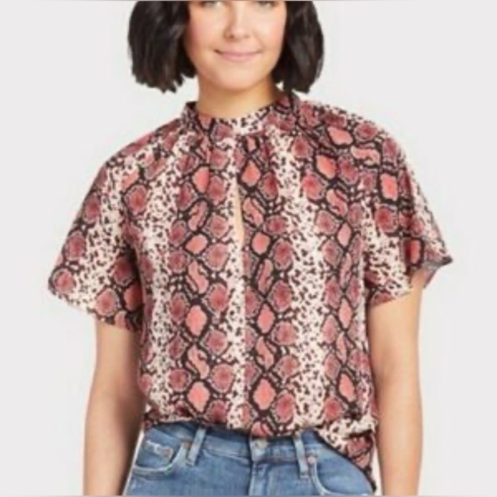 Sunday in Brooklyn | Evereve| Snake Print Blouse - Pink and Black, Size S